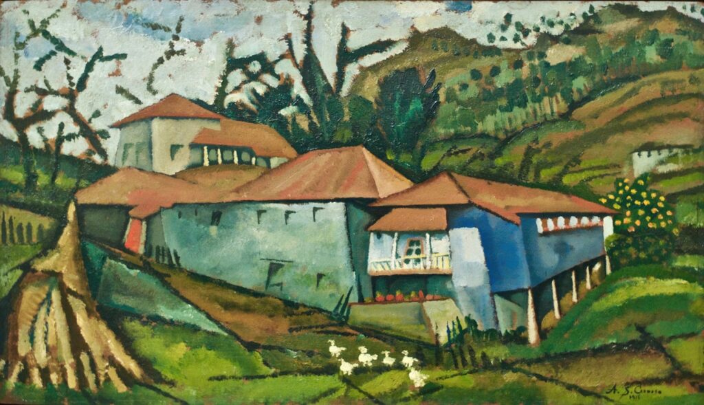 The painting, Small River House (1913) by Amadeo de Souza-Cardoso (Portuguese, 1887 – 1918)