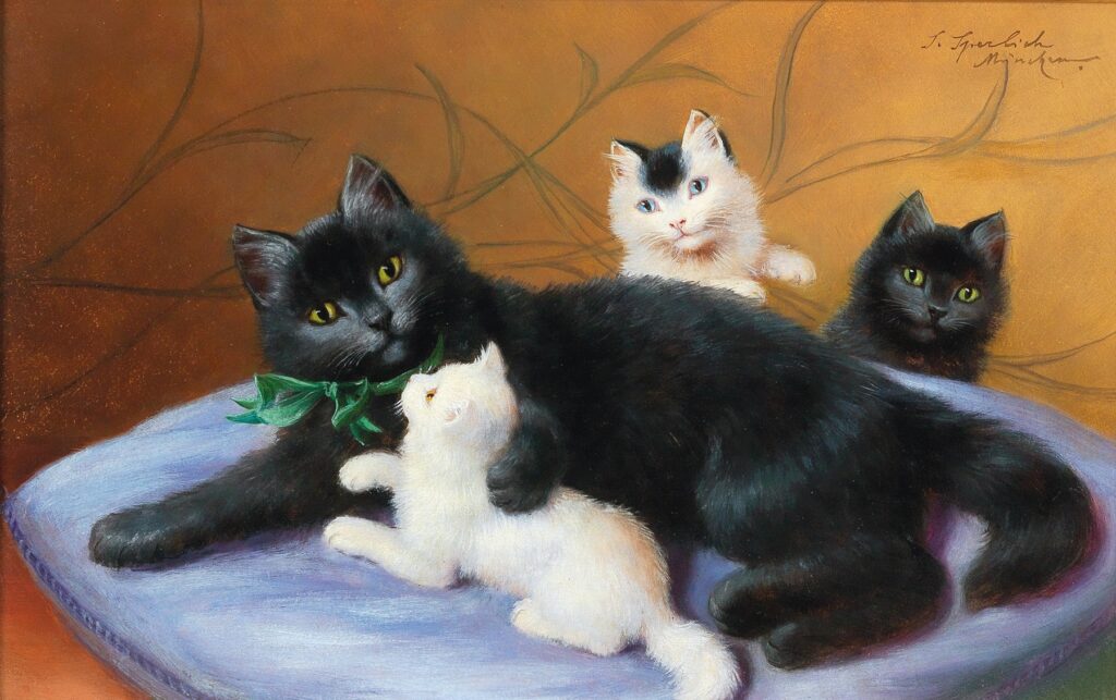 Cat Family by Sophie Sperlich (German, 1863-1906)