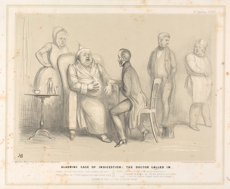 Alarming Case of Indigestion: The Doctor Called In (1847) by John Doyle (Irish, 1797 – 1868)